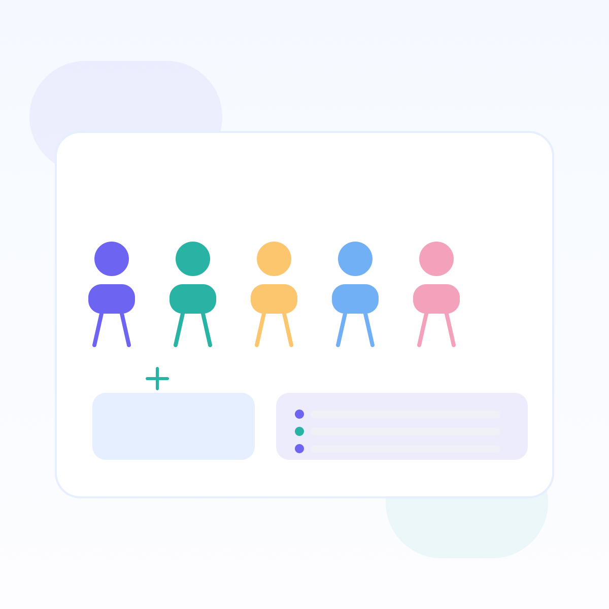 Ilustração de grupo infantil com atividade leve e card de instruções simples