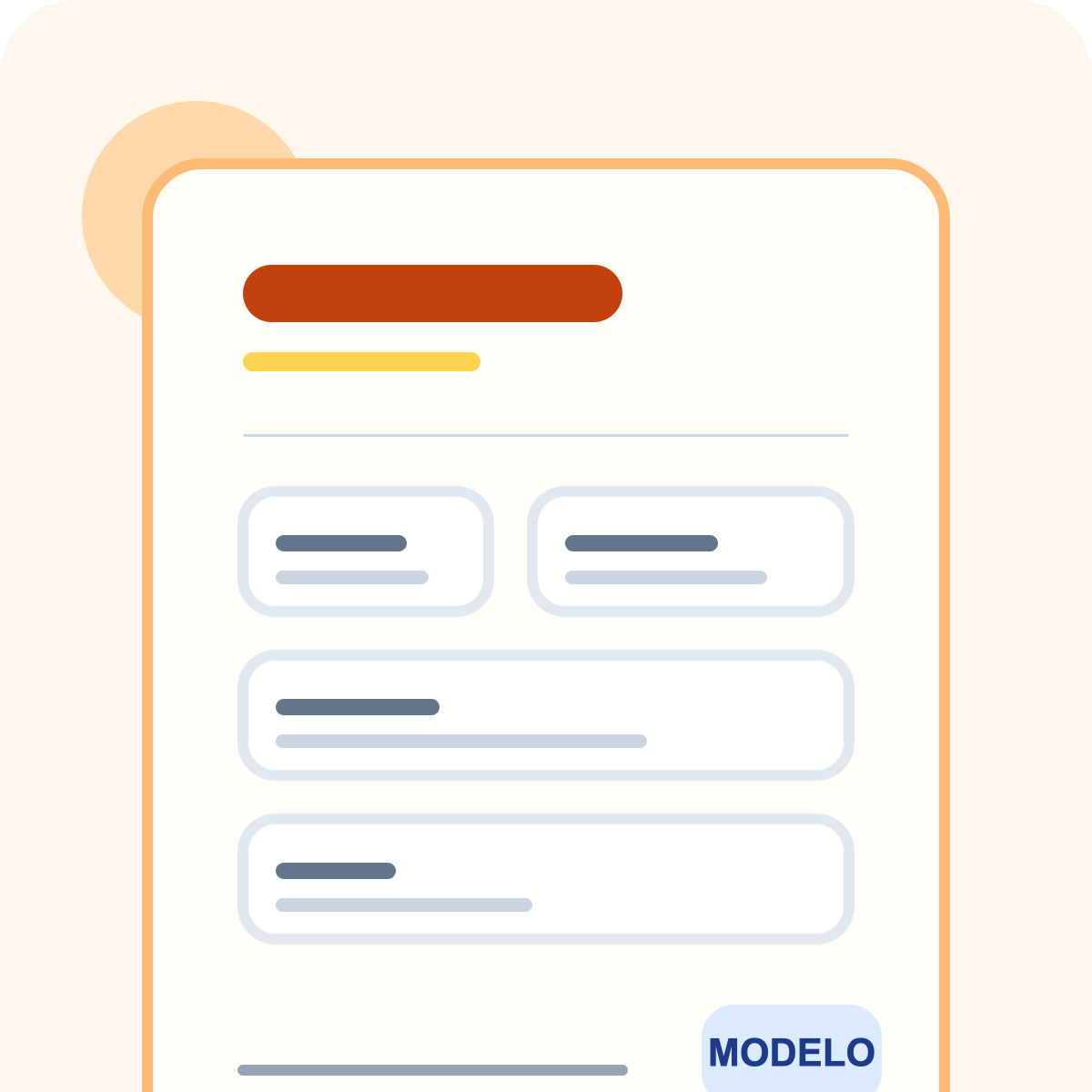 Ilustração de um modelo de recibo simples com campos essenciais destacados